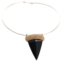 Triangle Black Agate One-Off Cocktail or Statement Necklace