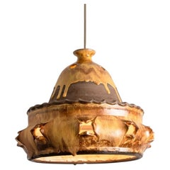 Triangle Brown Terra Ceramic Pendant Light, Denmark, 1970