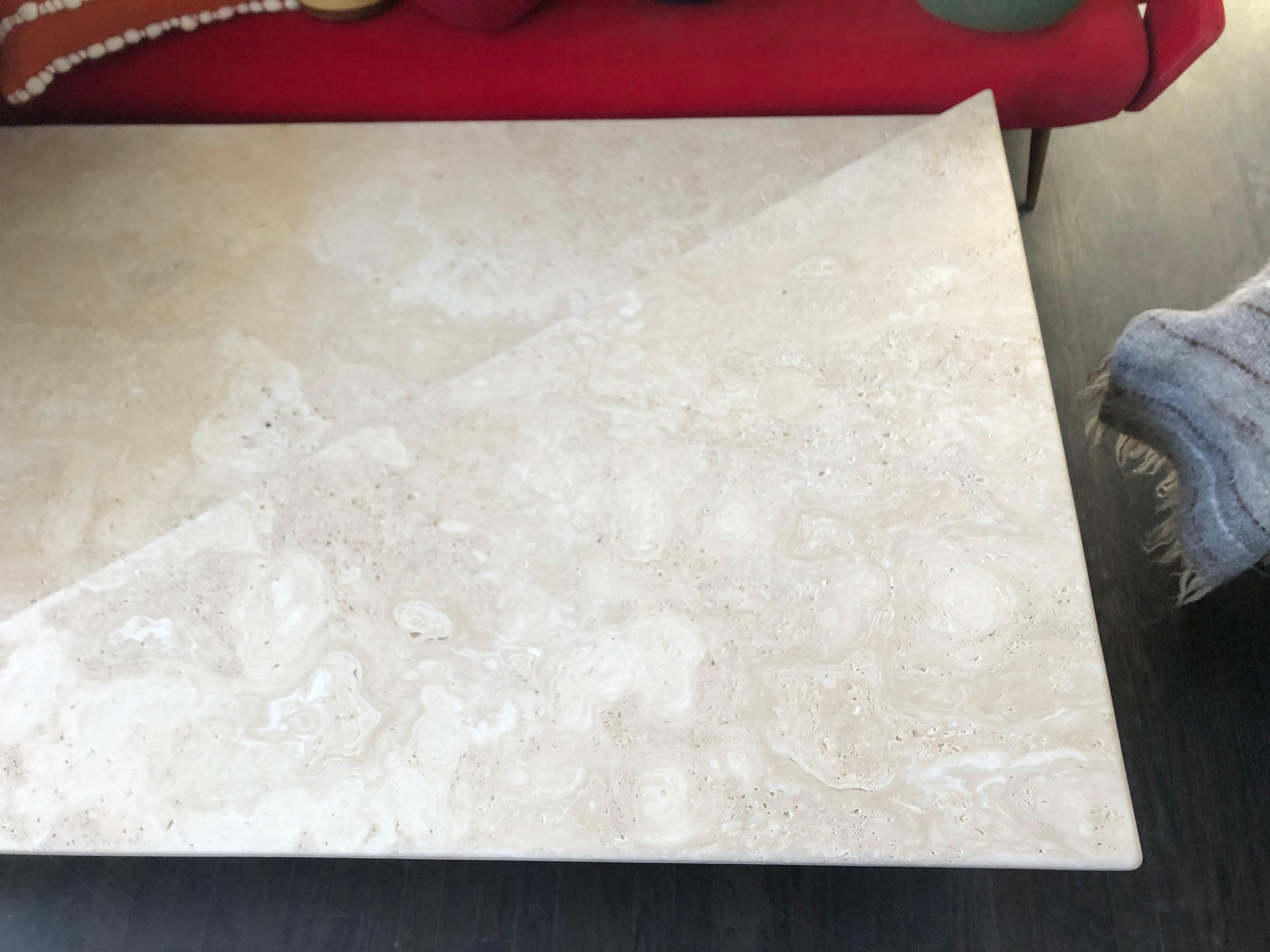 Modern Triangle Custom Travertine Tables by Le Lampade