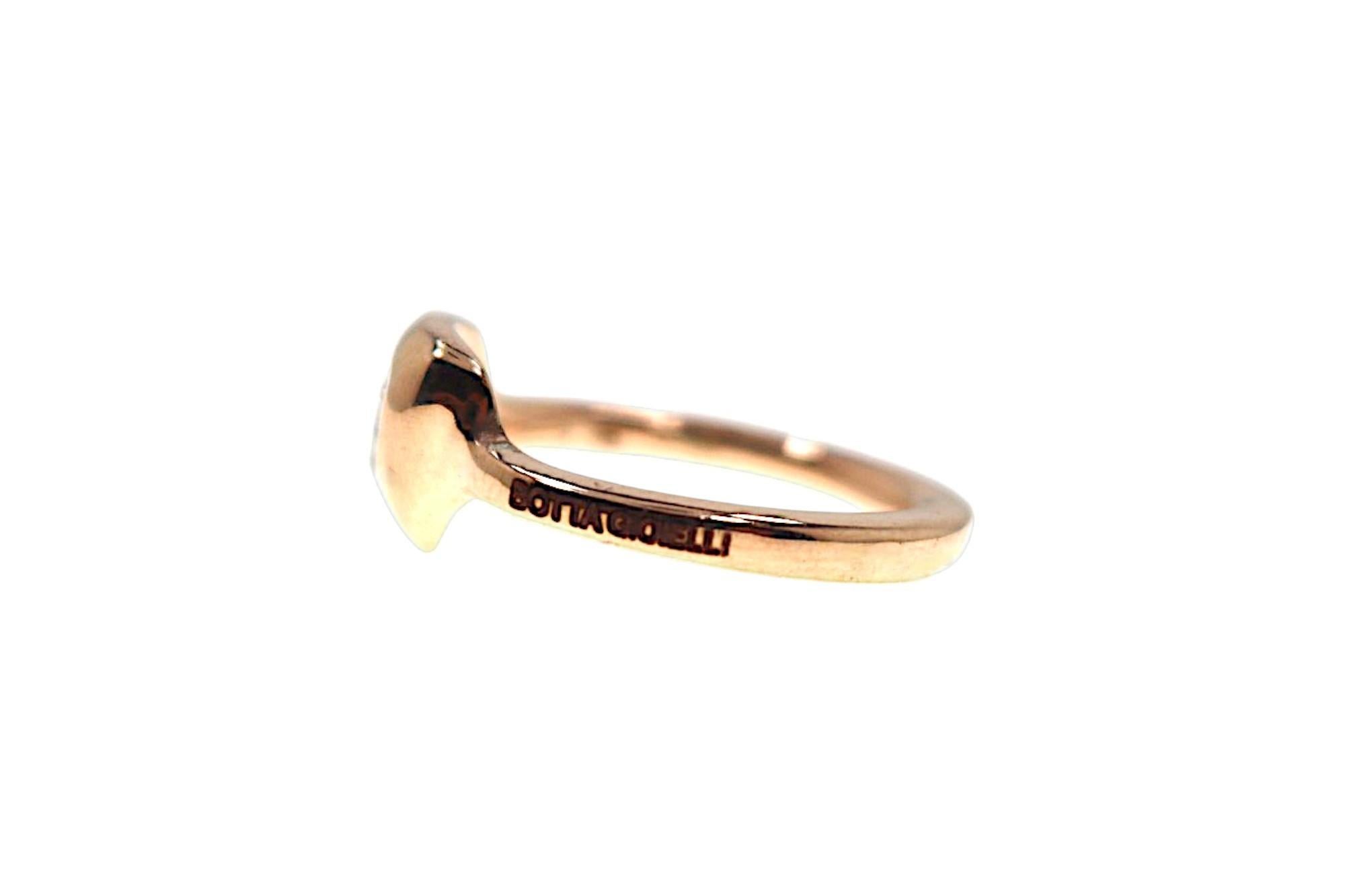 Contemporaneo Triangle Cut White Diamond Rose Gold Engagement Ring Botta Gioielli Italy in vendita