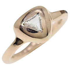 Triangle Cut White Diamond Rose Gold Engagement Ring Botta Gioielli Italy