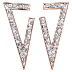 Triangle Diamond Earrings 14 KT Rose Gold 