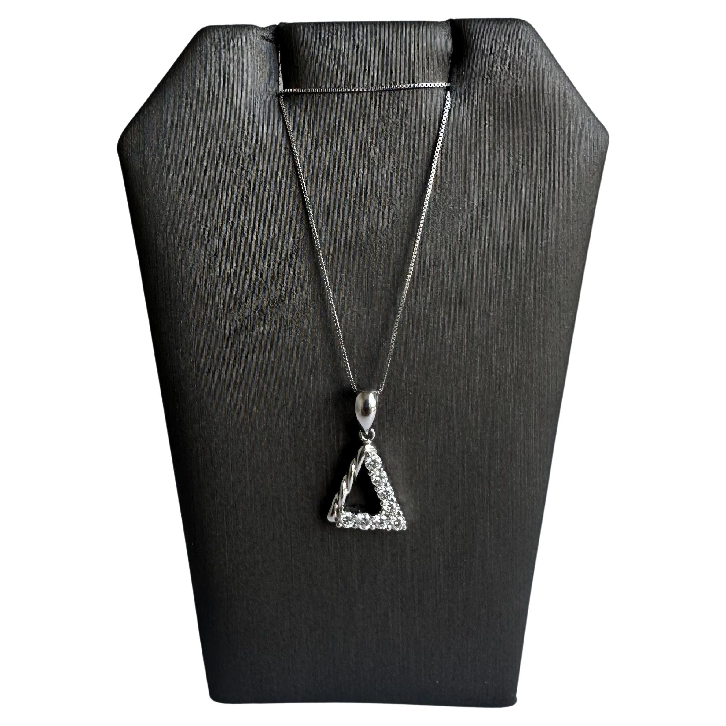 Triangle Diamond Necklace in Platinum - 0.32ctw GH VS/SI Diamonds, 14.5-16"