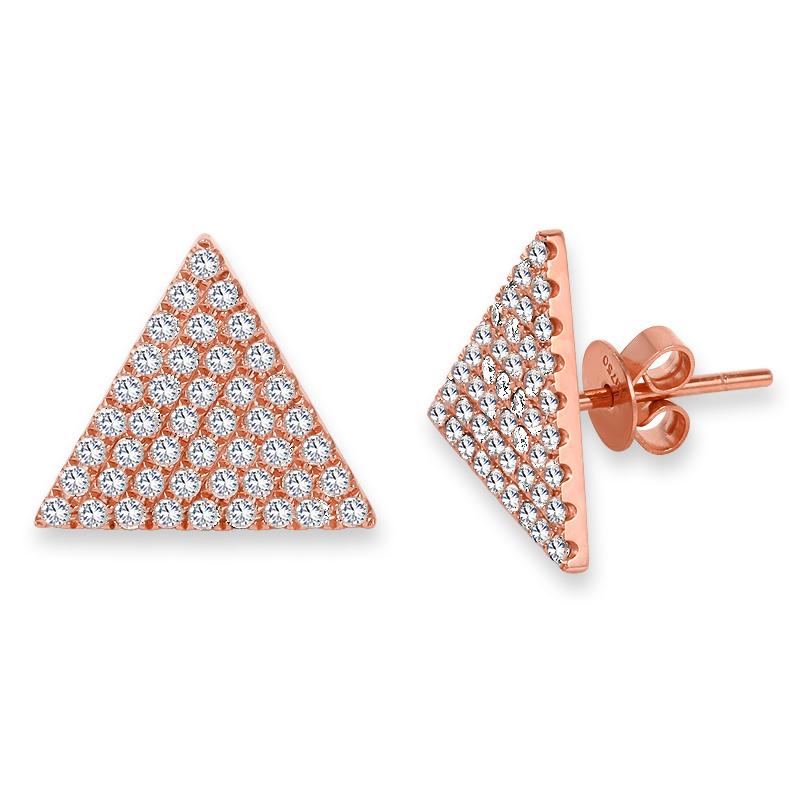 Orecchini a triangolo con pavé di diamanti 0,66 carati. In condizioni Nuovo in vendita a Los Angeles, CA