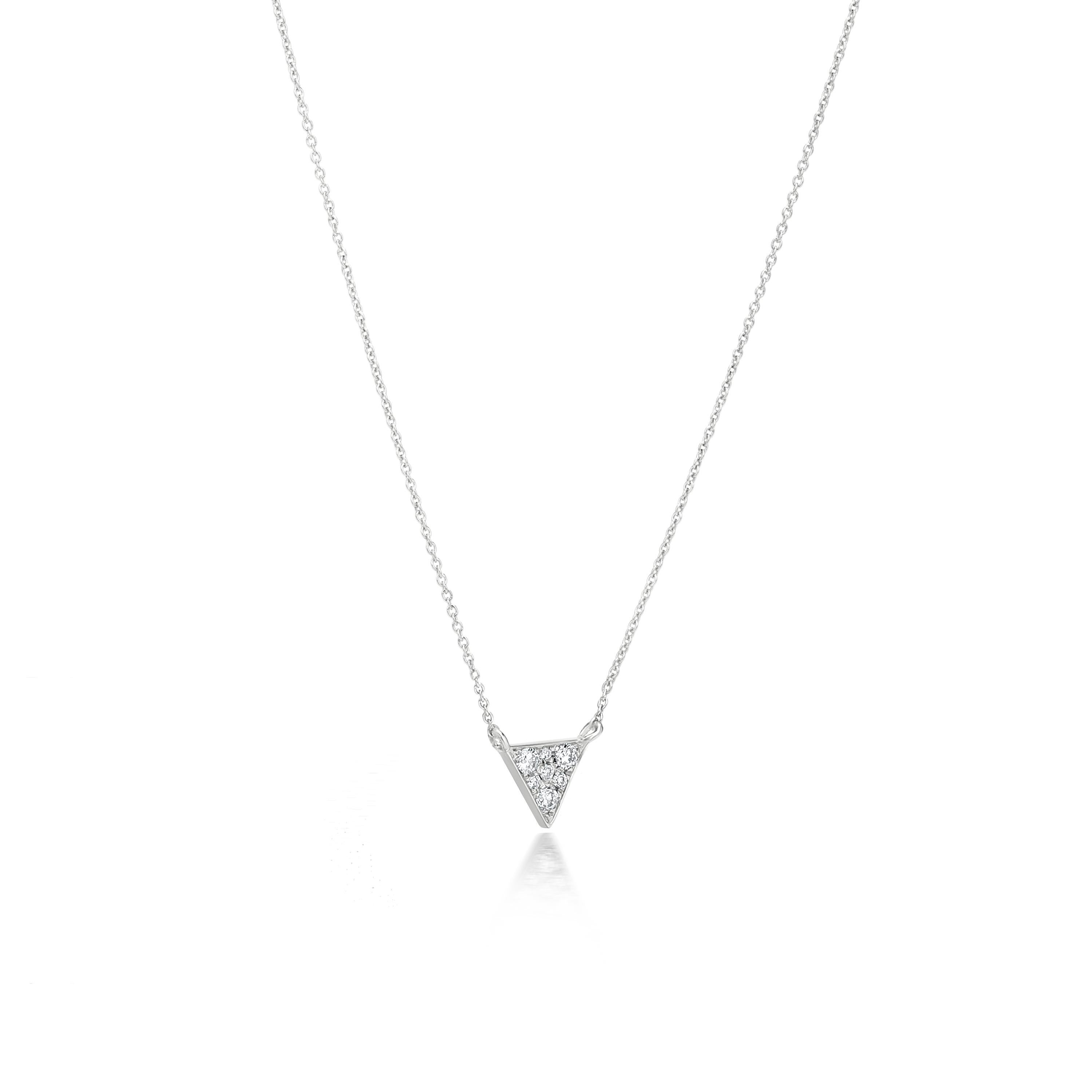 Round Cut Luxle Triangle Diamond Pendant Necklace in 18k White Gold