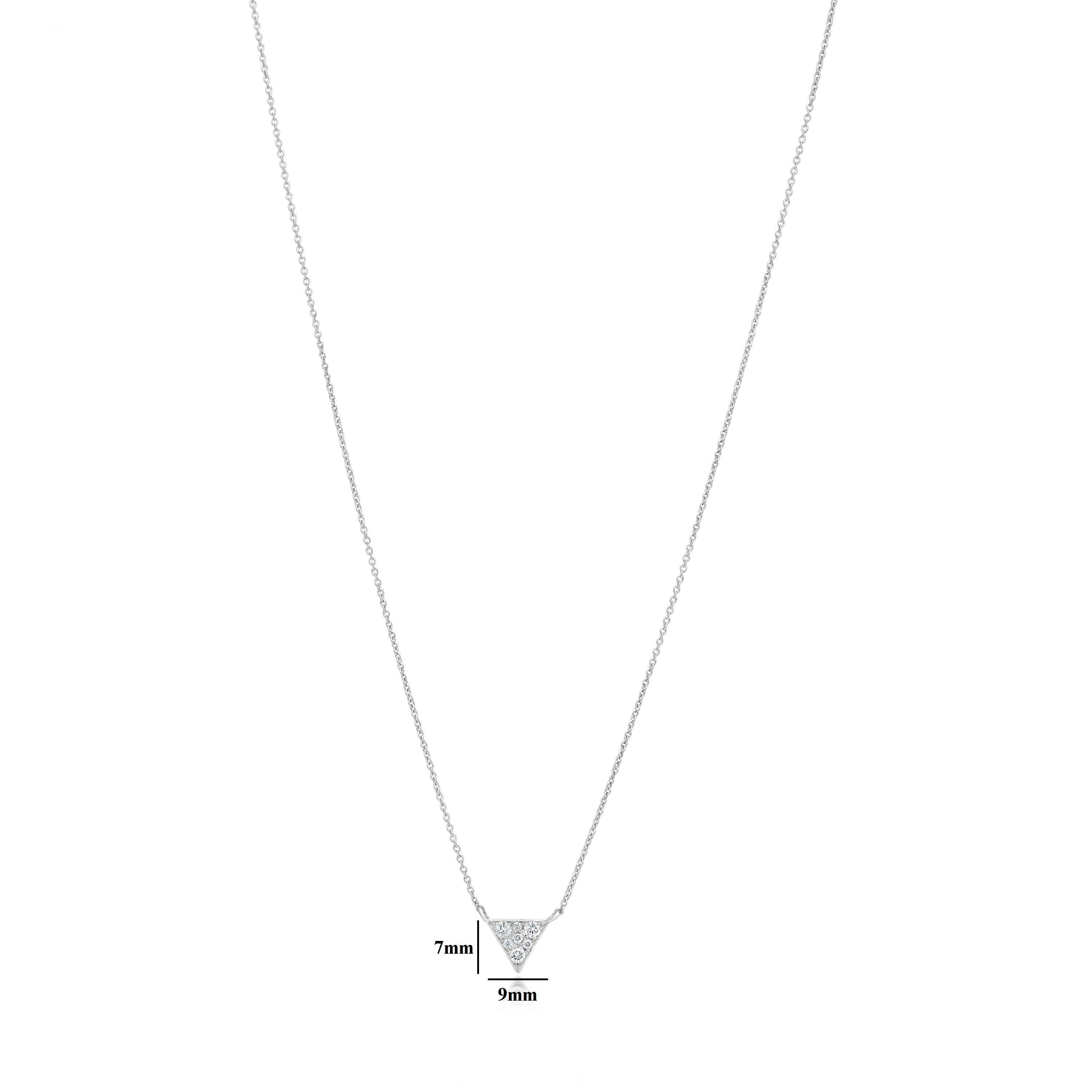 Luxle Triangle Diamond Pendant Necklace in 18k White Gold In New Condition In New York, NY
