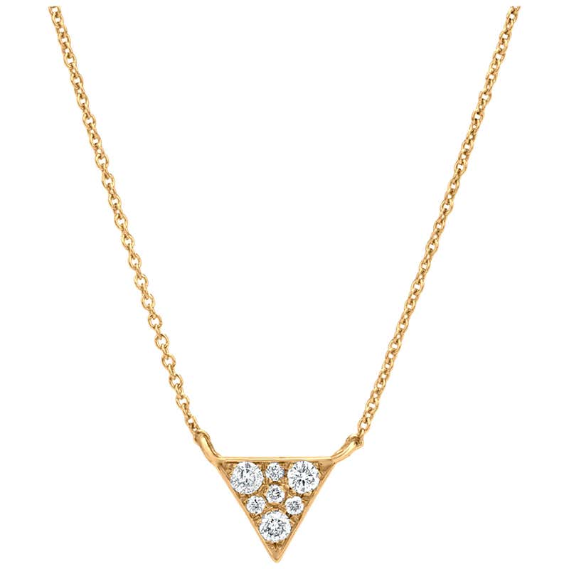 Diamond Triangle 18 Karat White Gold Pendant Necklace at 1stDibs
