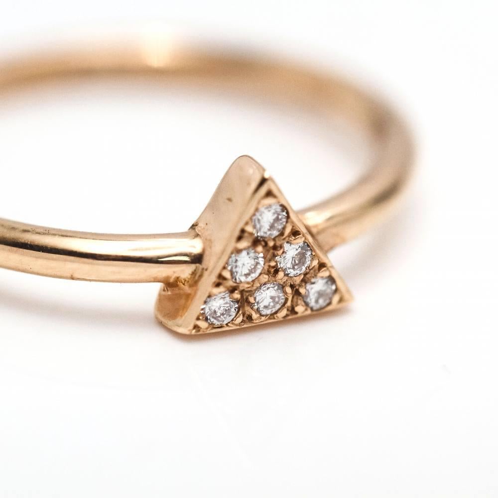 Women's TRIANGLE Diamond Ring in Rose Gold For Sale