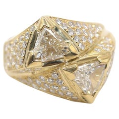 Triangle Diamonds Ring Certified 3.7Ct Yellow Gold 18K, 1990