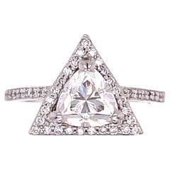 Triangle Moissanite and Diamond Ring