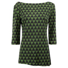 Triangle Pattern Mid-Sleeves Top Size L