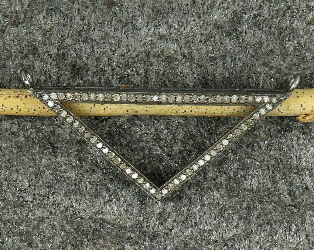 Uncut Triangle Pendant Pave Diamond 925 Silver Diamond Handmade Triangular Pendant For Sale