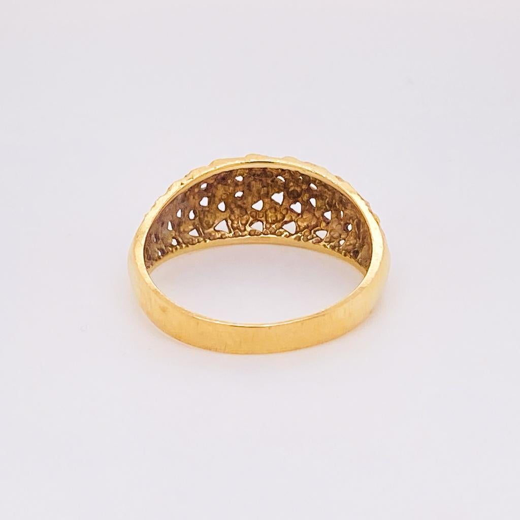 Triangle Pierced Dome Ring in 14K Gold Diamond Cut Dome Ring, Sizable 2