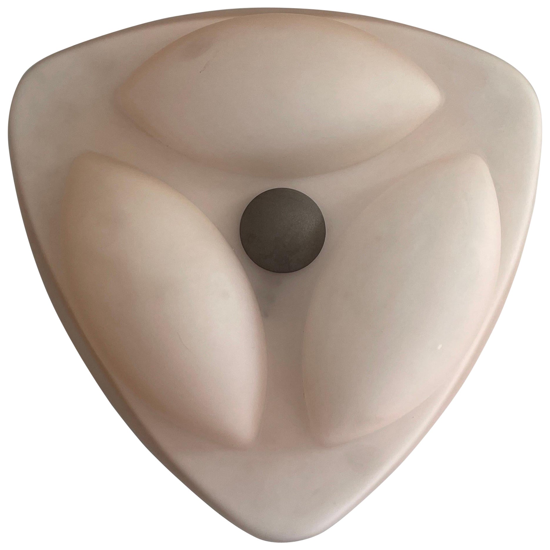 Triangle Pink Glass Italian Flush Mount Light by Magnani SNC, Años 80, Italia en venta