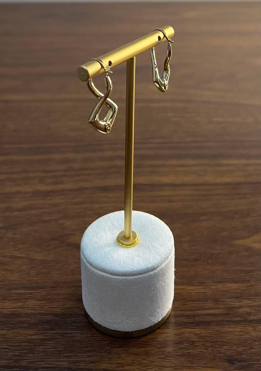 Triangle Rhombus 14K Yellow Gold Diamond Fashion Huggie Earrings For Sale 4