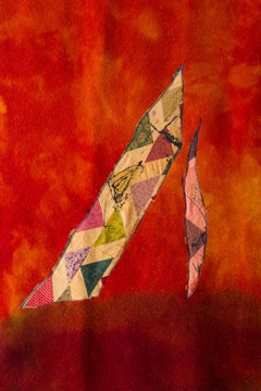 Triangle Series #10' Quilt Painting Wool Tapestry Textile Art, in stock