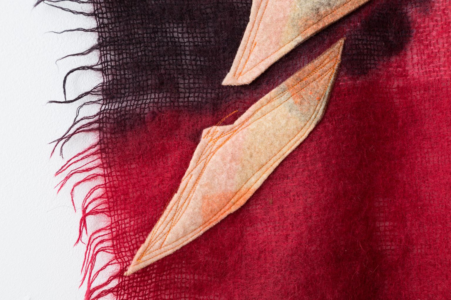 Fait main « Triangle Series #18, », peinture courtepointe, tapisserie d'art textile en laine, en stock en vente