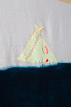 'Triangle Series #2' Quilt Painting Wool Tapestry Textile Art, in Stock