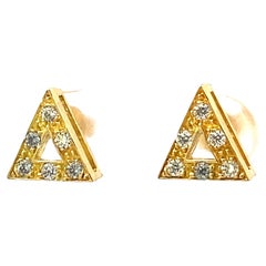 Triangle-Shaped Diamond Post Earrings