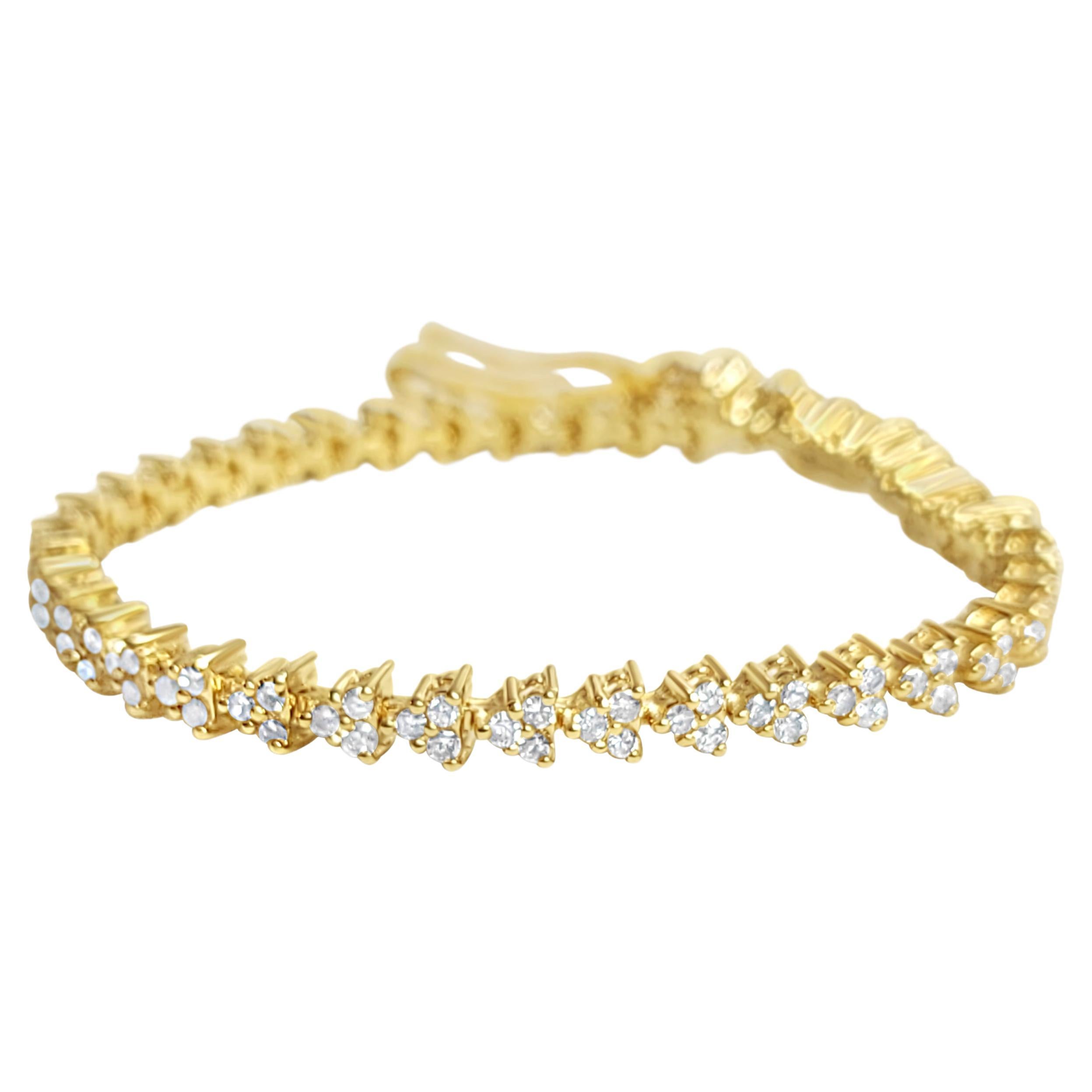 Triangle Shaped Diamond Tennis Bracelet 3.90cttw 14k Yellow Gold For Sale
