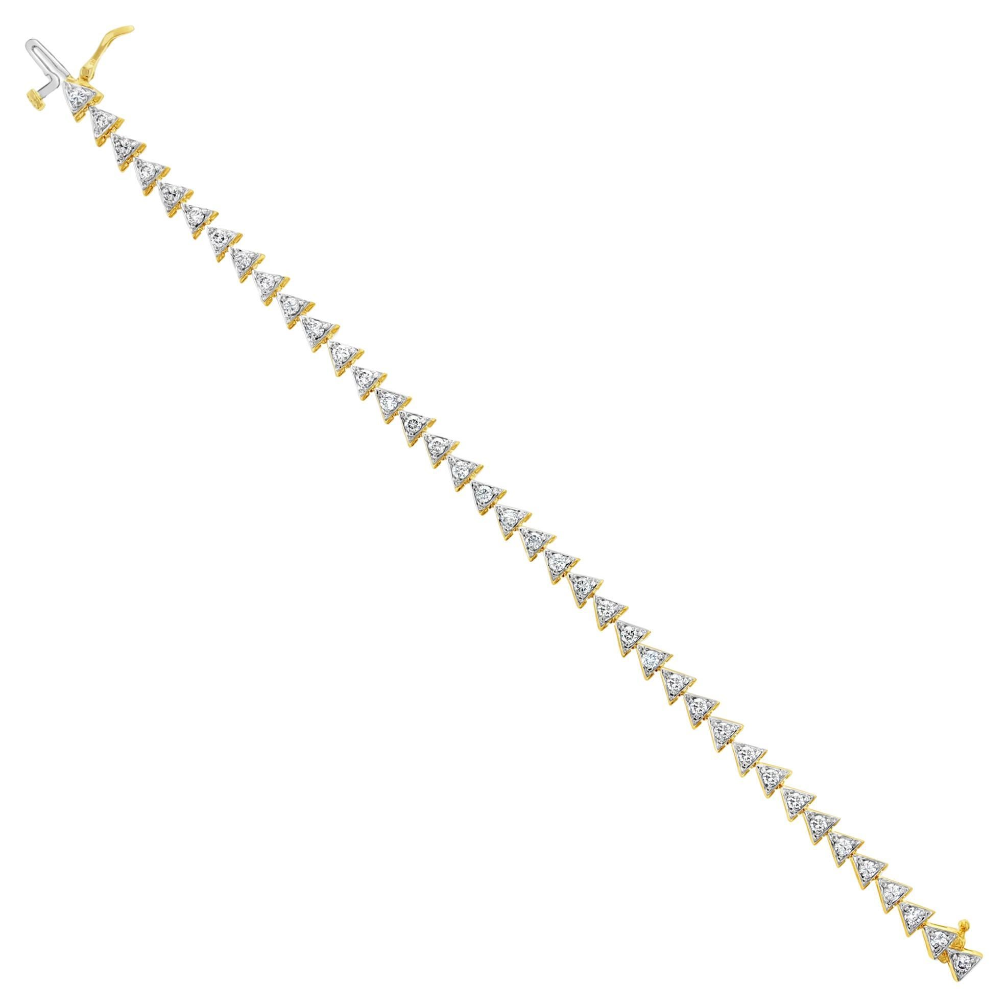 Triangle Shaped Illusion Diamond Tennis Bracelet 2.25cttw 14k Two-Toned