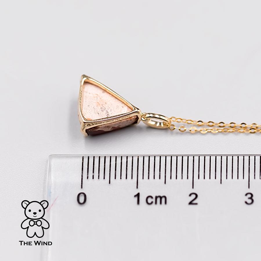 Artist Triangle Shaped Mexican Matrix Opal Pendant Necklace 18K Yellow Gold