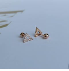 Triangle Shaped Studs 925 Sterling Silver Earrings For Women Moissanite Studs.