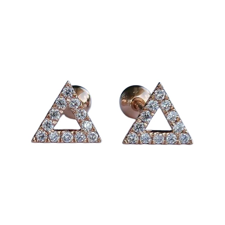 Triangle Shaped Studs 925 Sterling Silver Earrings For Women Moissanite Studs.