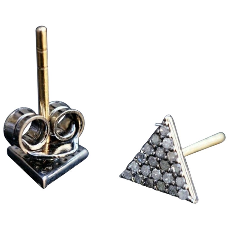 Triangle Stud Earring Diamond Ear Stud 925 Silver Earlobe Piercing Jewelry Gift. For Sale