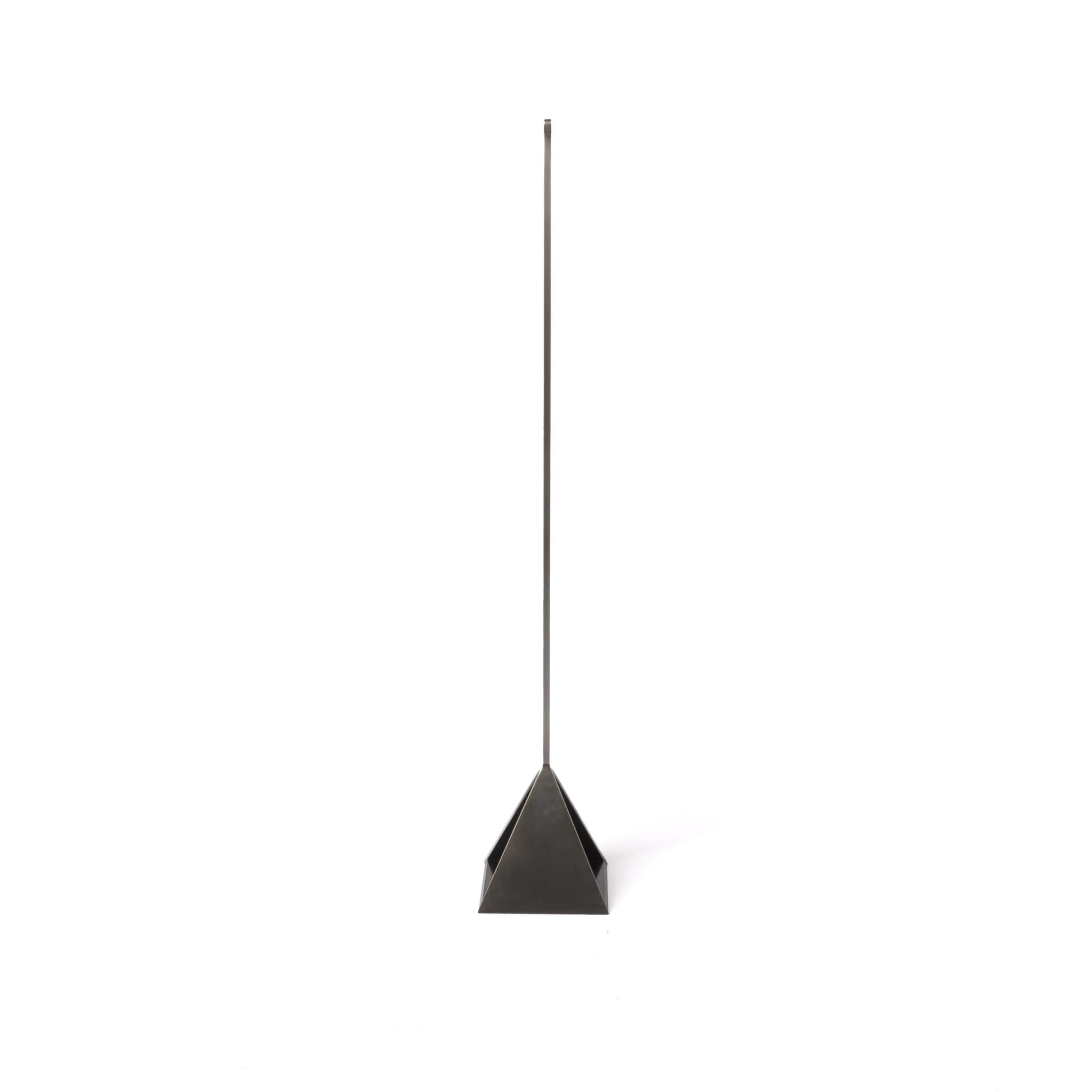 Modern Metal Coat Hanging Rack Stand in a Hand Blackened Steel Finish For Sale