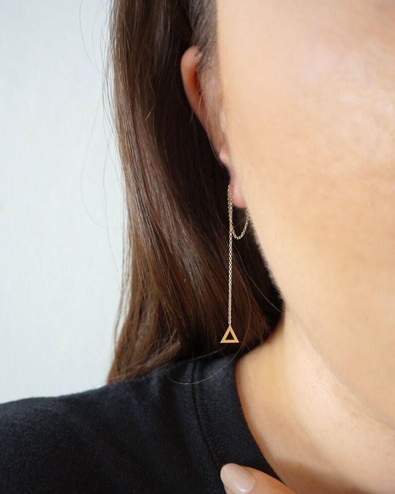 Triangle Threader Earrings 925 Silver Women Christmas Earring Fashion Jewelry. In New Condition For Sale In Chicago, IL