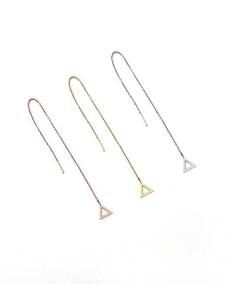 Women's or Men's Triangle Threader Earrings 925 Silver Women Christmas Earring Fashion Jewelry. For Sale