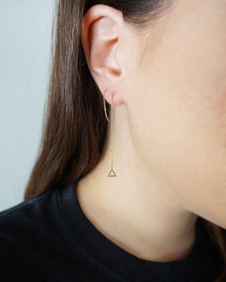 Triangle Threader Earrings 925 Silver Women Christmas Earring Fashion Jewelry. For Sale 2