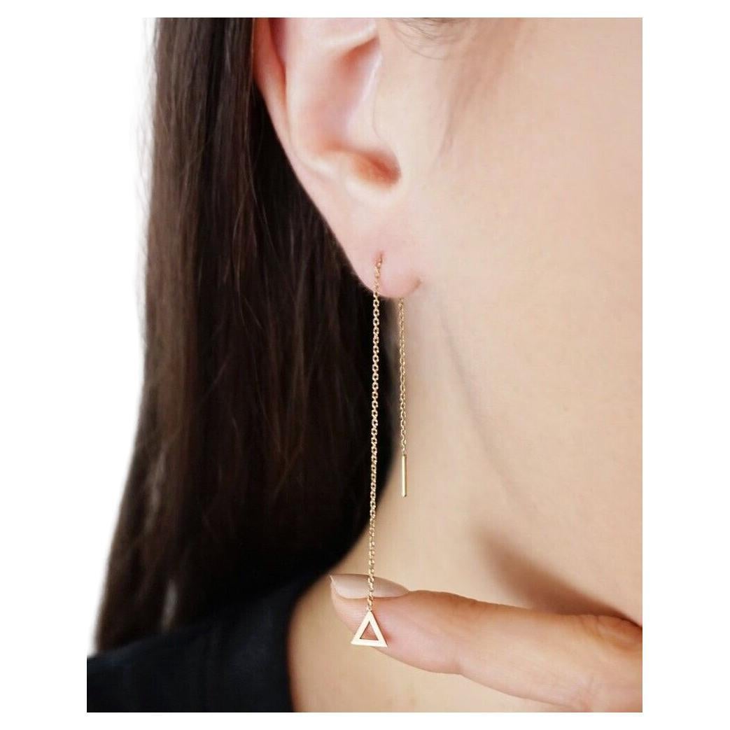 Triangle Threader Earrings 925 Silver Women Christmas Earring Fashion Jewelry.