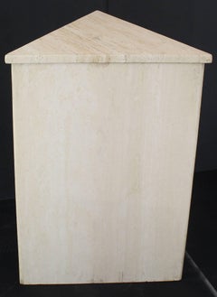 Triangle Triangular Travertine Pedestal Stand Side Table