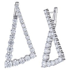 7.78 Carats Triangle Twist Diamond Earrings, 14 karat white gold