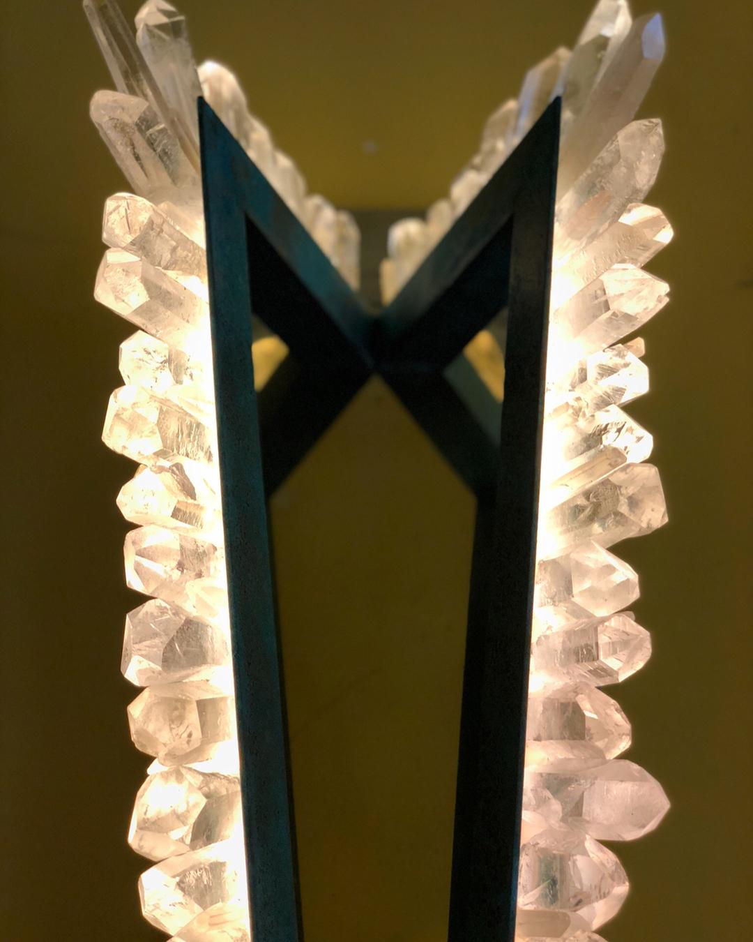 Triangle with Diagonal Side Bronze and Crystal Wall Lamp by Christopher Boots For Sale 6