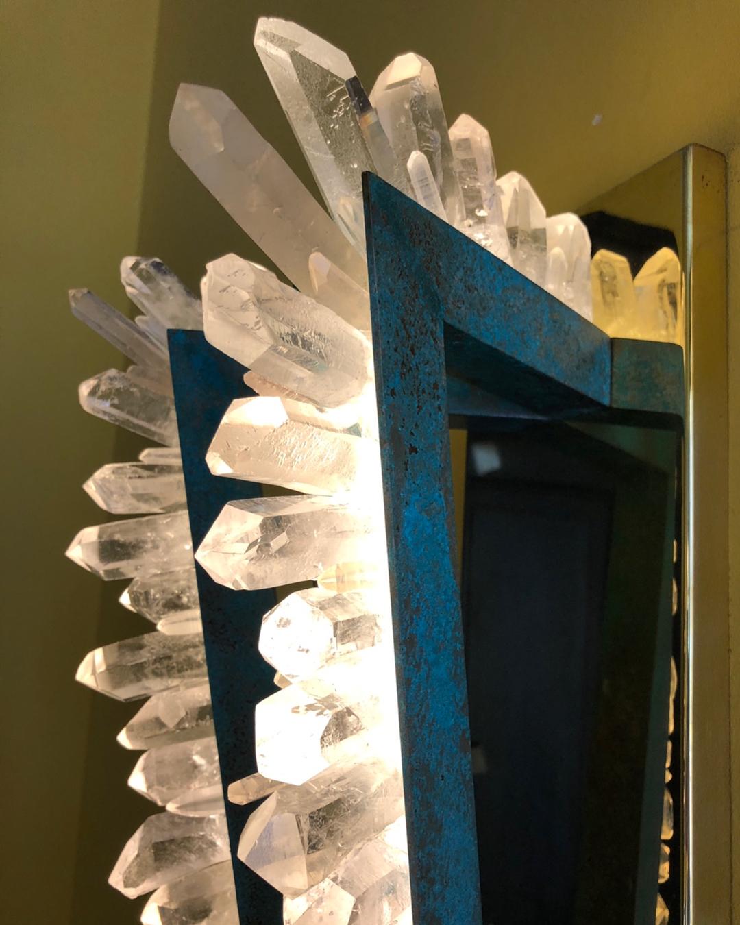 Triangle with Diagonal Side Bronze and Crystal Wall Lamp by Christopher Boots For Sale 8