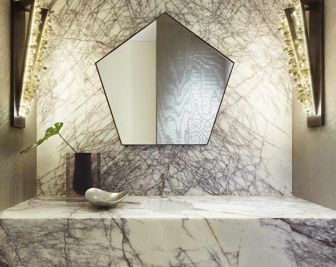 Triangle with Diagonal Side Bronze and Crystal Wall Lamp by Christopher Boots For Sale 2