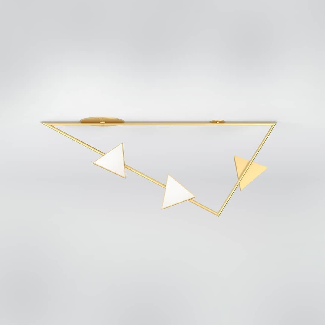 German Triangle With Flat Triangles Ceiling Light by Atelier Areti For Sale