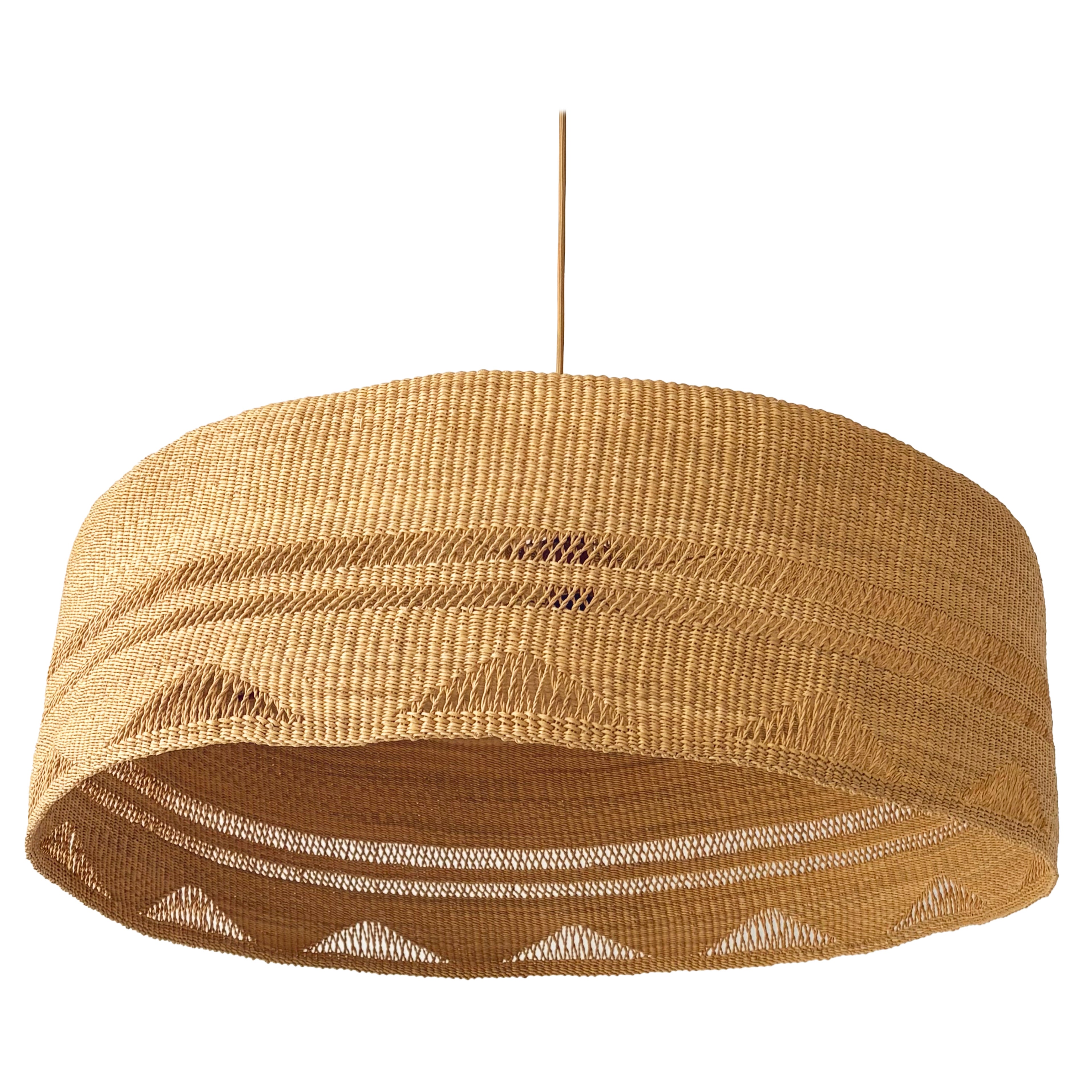 Triangle XL Pendant Lamp  Handwoven Straw Lighting For Sale
