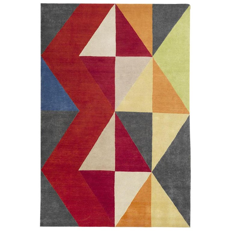 Triangolo Woollen Carpet by Peter Shire for Memphis Milano Collection For Sale