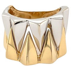 Triangular 2-Tone Yellow and White Gold Band Ring 