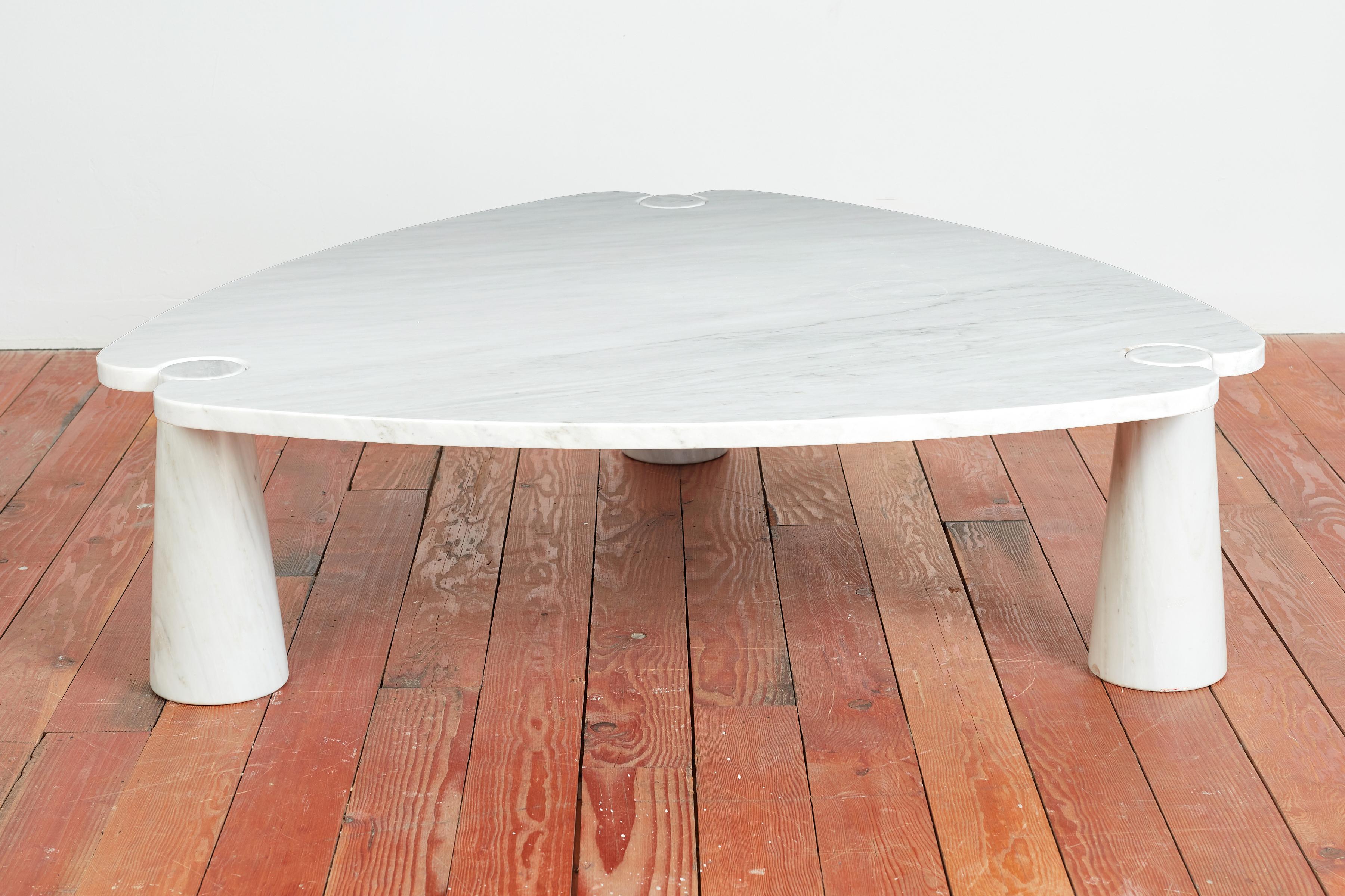 Triangular Angelo Mangiarotti Coffee Table In Good Condition For Sale In Beverly Hills, CA
