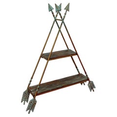 Triangular Arrow Hanging Wall Shelves in a Verdigris Finish