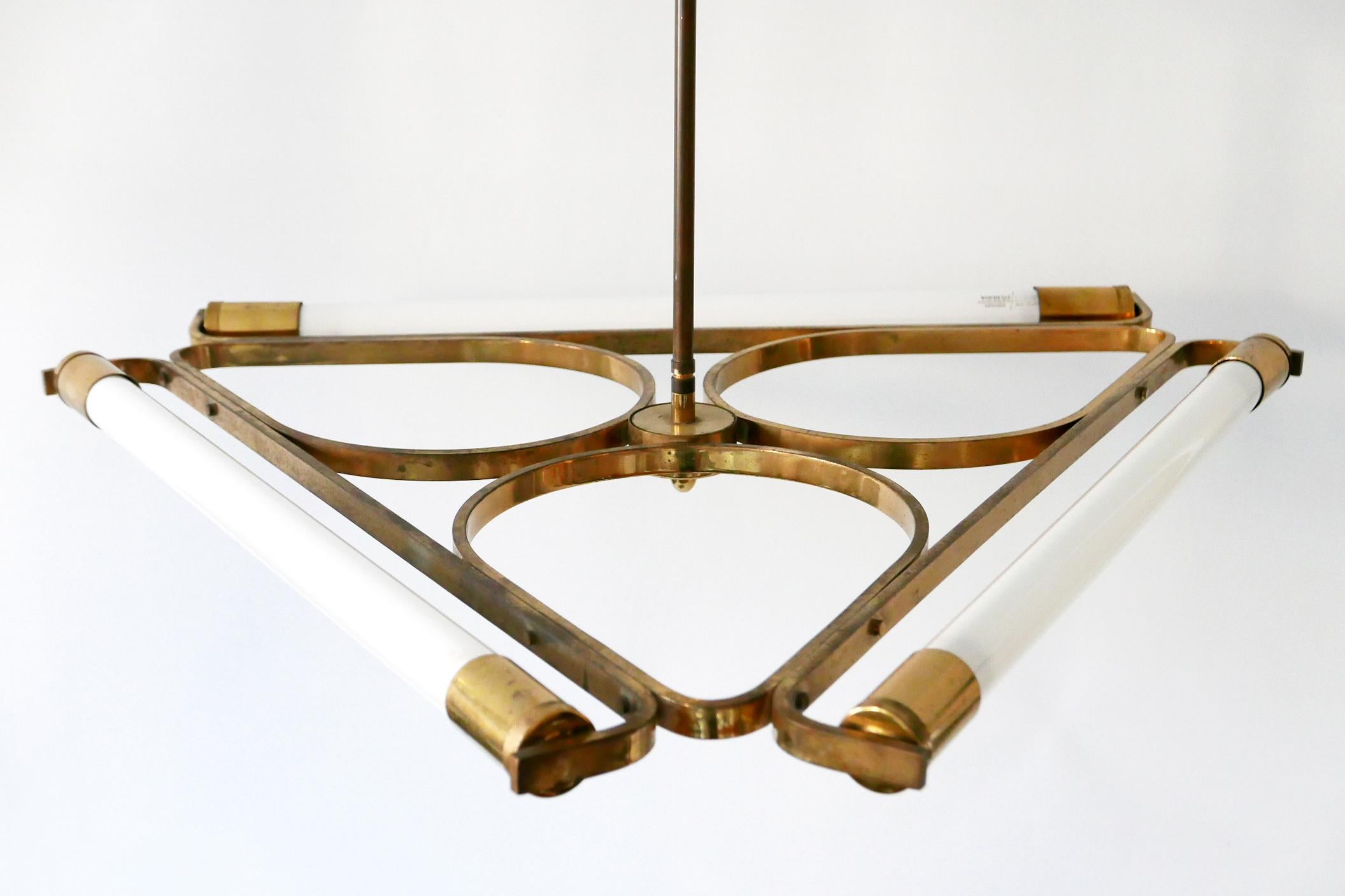 Triangular Bauhaus Brass Chandelier or Pendant Lamp, 1930s, Germany 5