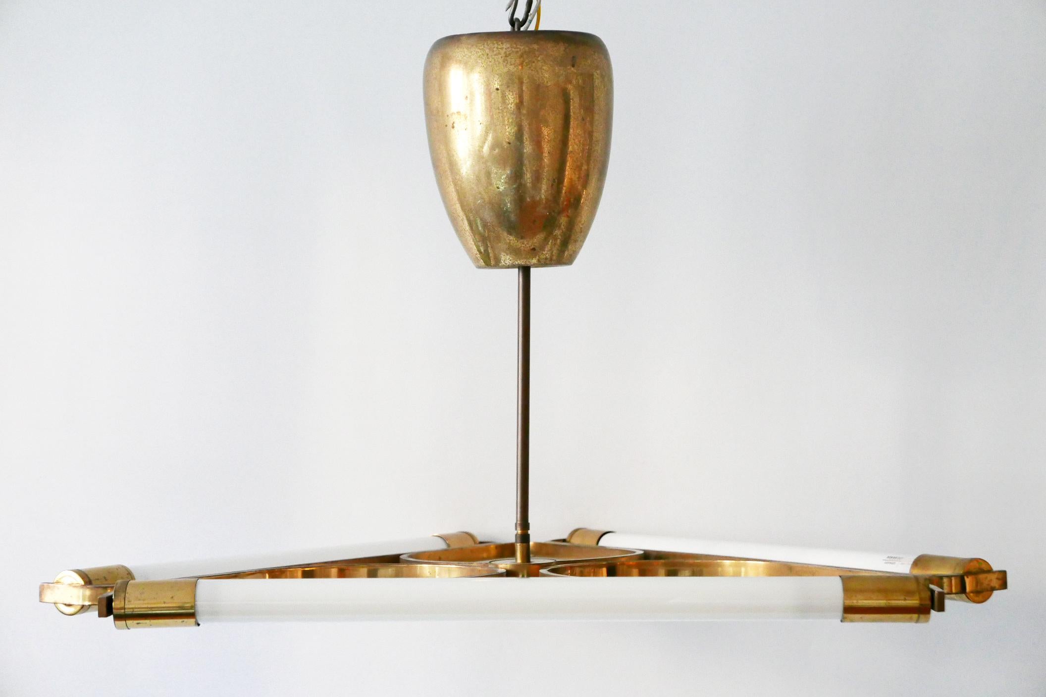 Triangular Bauhaus Brass Chandelier or Pendant Lamp, 1930s, Germany 7
