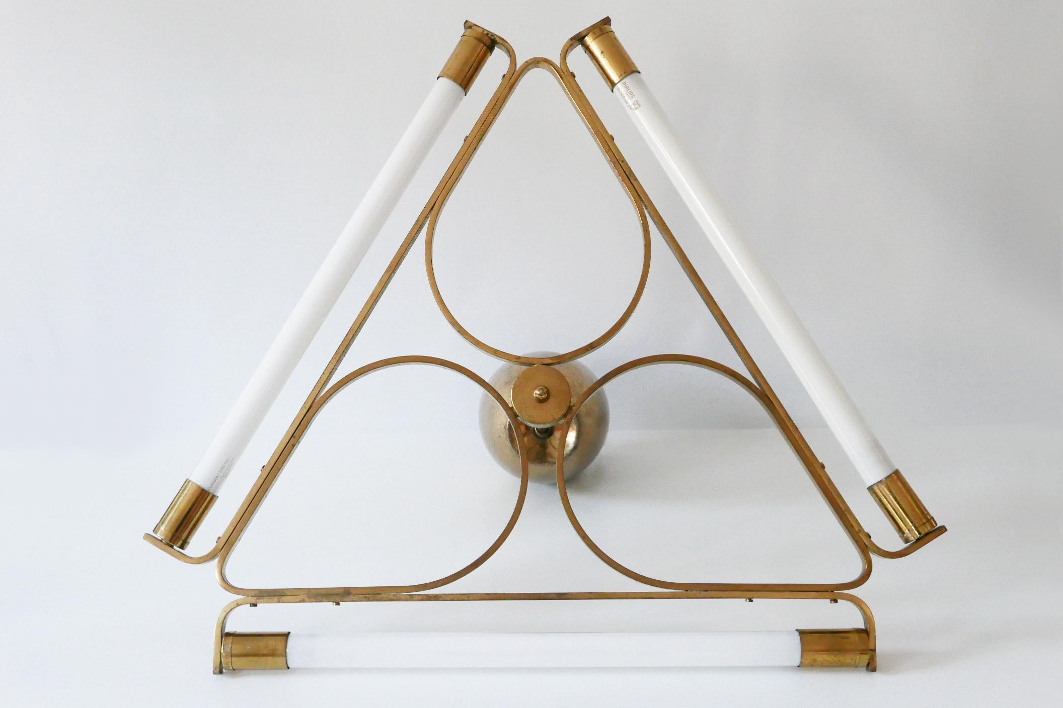 Triangular Bauhaus Brass Chandelier or Pendant Lamp, 1930s, Germany 13