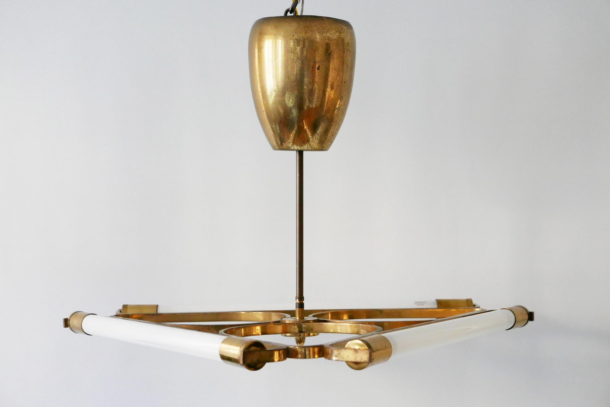 Triangular Bauhaus Brass Chandelier or Pendant Lamp, 1930s, Germany 2