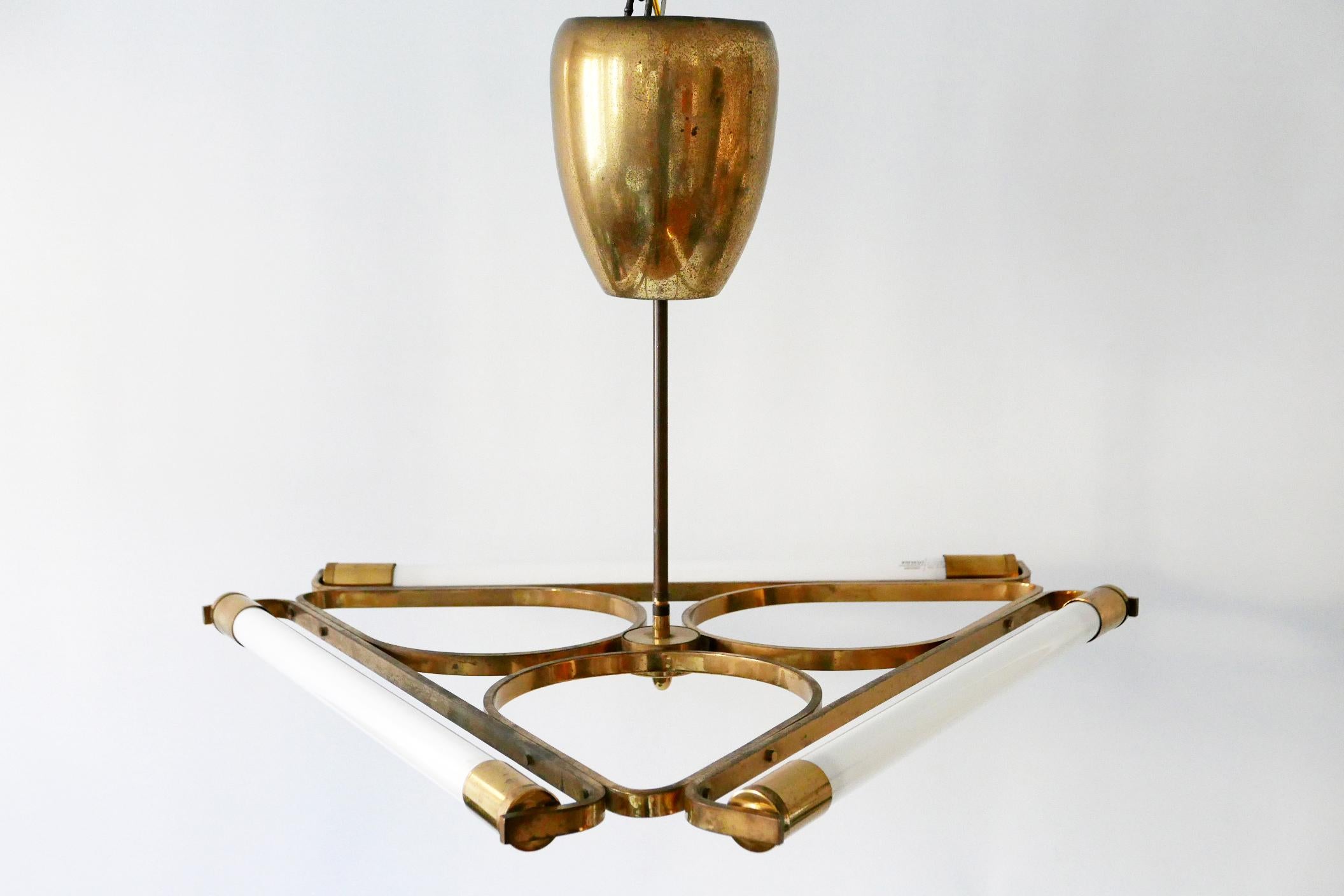 Triangular Bauhaus Brass Chandelier or Pendant Lamp, 1930s, Germany 3